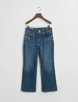 Cropped Kick Flare Jeans Blue