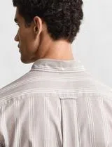 Camisa às riscas Regular Fil A Fil Castanho
