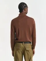 Brown Fine Wool Half-Zip Sweater