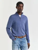 Fine wool half-zip sweater Blue