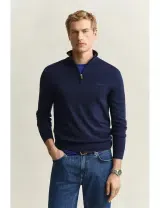 Fine Wool Half-Zip Sweater Blue