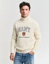 Camisola de gola alta Graphic Bege