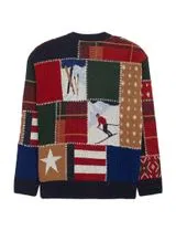 Blue Patchworked Knit Sweater
