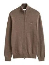 Cardigan de malha com fecho Castanho