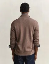 Cardigan de malha com fecho Castanho
