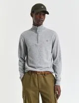 Pull en laine fine à demi fermeture gris