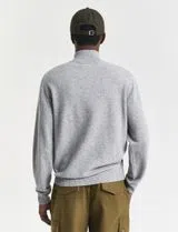 Pull en laine fine à demi fermeture gris
