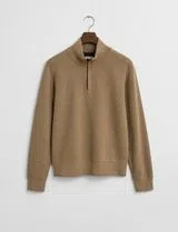 Sudadera Beige con Medio Cierre