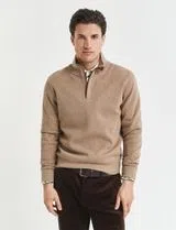 Sudadera Beige con Medio Cierre