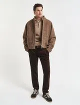 Sudadera Beige con Medio Cierre
