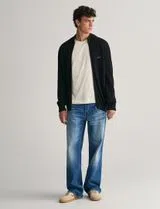 Cardigan de malha com fecho Preto