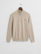 Beige Half-Zip Knit Sweater