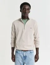 Beige Half-Zip Knit Sweater