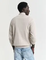 Beige Half-Zip Knit Sweater
