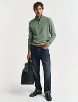 Knitted Jumper with Half Zip Green