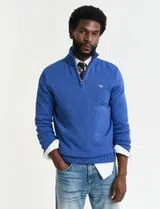 Pull en maille avec demi-fermeture éclair Bleu
