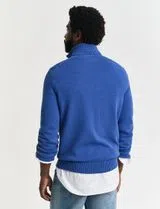 Pull en maille avec demi-fermeture éclair Bleu