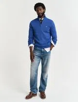 Pull en maille avec demi-fermeture éclair Bleu