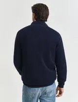 Pull Piqué à Demi-Fermeture Éclair Bleu