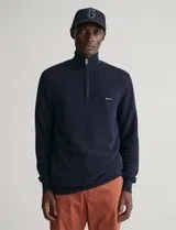 Pull Piqué à Demi-Fermeture Éclair Bleu