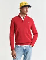 Knitted sweater with half zip Red