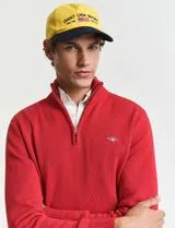 Knitted sweater with half zip Red