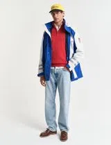 Knitted sweater with half zip Red