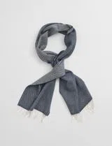 Herringbone Wool Scarf in Blue