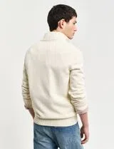 Beige Knit Sweater with Half Zip