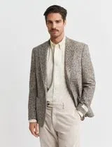 Blazer Knit Checked Bege