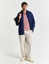 Pólo 4-Col Oxford Pique Vermelho