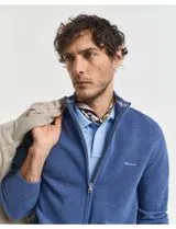 Cardigan de malha com fecho Azul