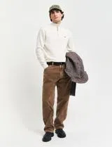 Fine Wool Sweater Half Zip Beige