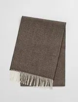 Brown Herringbone Wool Scarf