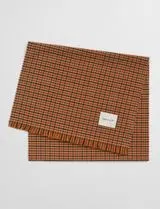 Beige Gingham Wool Scarf