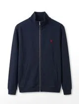 Knitted Jacket with Zip Navy Blue