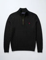 Knitted sweater with half zip Black