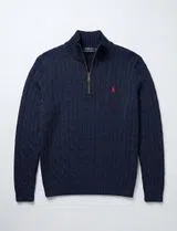Knitted sweater with half zip navy blue