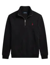 Knitted sweater with half zipper Black