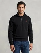 Knitted sweater with half zipper Black