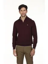 Regular Zip Half Sweater Burgundy