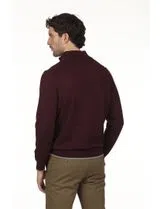 Regular Zip Half Sweater Burgundy