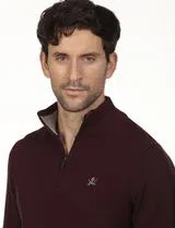 Regular Zip Half Sweater Burgundy