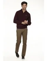 Regular Zip Half Sweater Burgundy