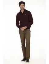 Regular Zip Half Sweater Burgundy