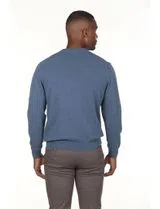 Camisola gola em V Regular Azul