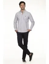 Regular Fit Blue-White Oxford Shirt