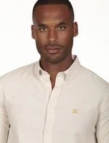 Camisa Oxford Regular Beig-Blanco