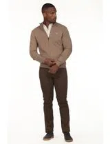 Cardigan con cremallera Regular Marrón