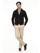 Cardigan Negro con Cierre Regular